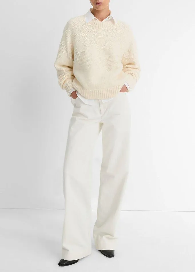 Sweaters Women Vince Fair Isle Textured Wool Raglan Sweater Off White