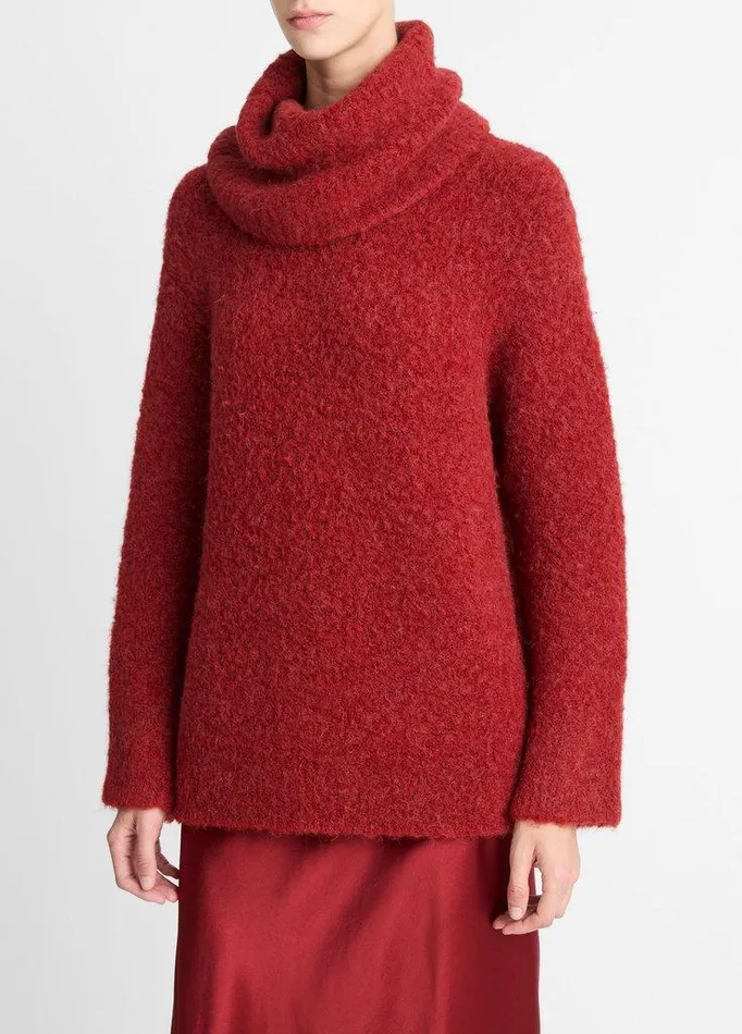 Sweaters Women Vince Italian Boucl Turtleneck Tunic Sweater Ruby Ink Sweaters Women Vince Italian Boucl Turtleneck Tunic Sweater Ruby Ink