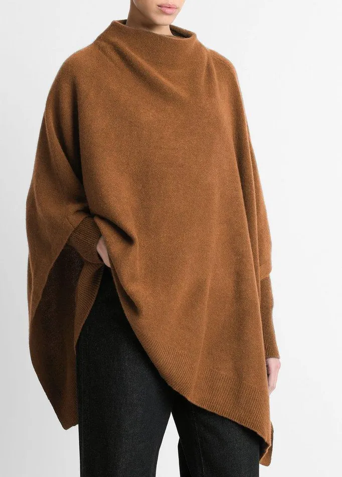 Sweaters Women Vince Plush Cashmere Funnel Neck Poncho Mink