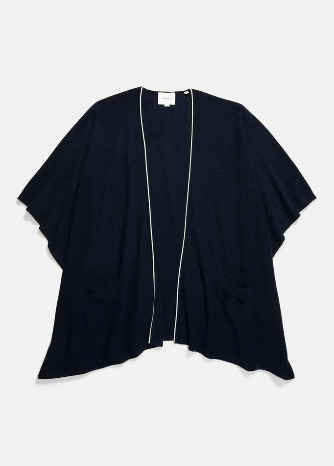 Sweaters Women Vince Tipped JerseyKnit Cashmere Cape Coastal Bluewhite