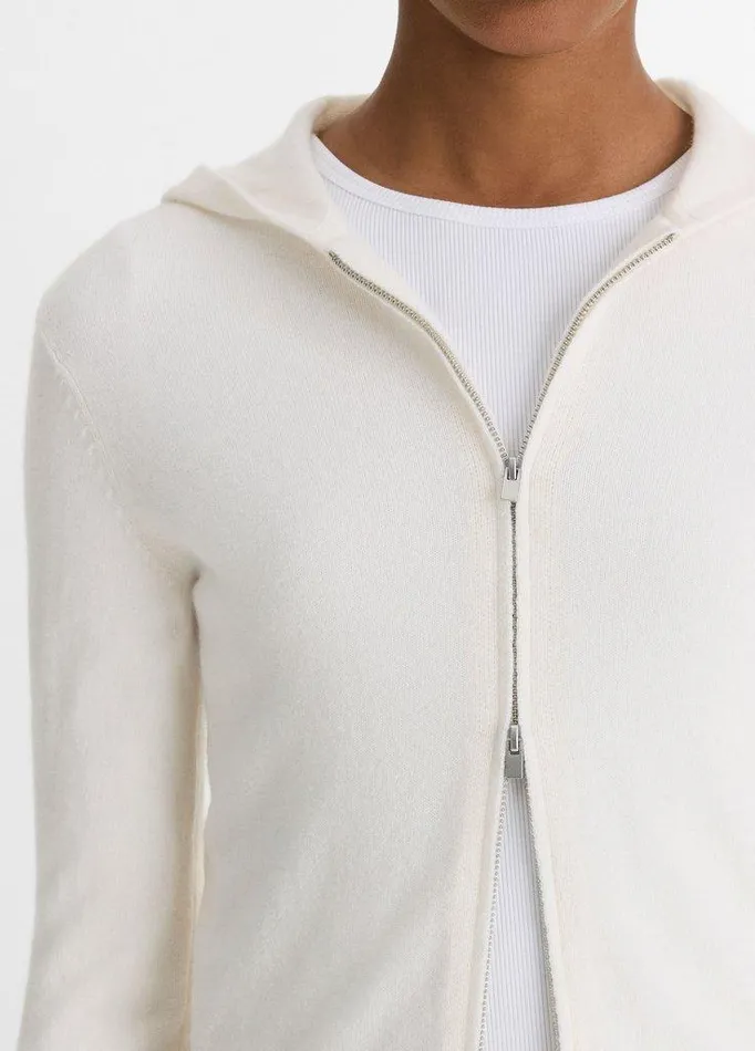 Sweaters Women Vince WoolBlend Zip Hoodie Off White Sweaters Women Vince WoolBlend Zip Hoodie Off White