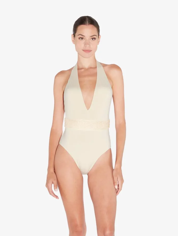 Swimsuit In Champagne With Beading Swim La Perla OnePiece Bathing Suits