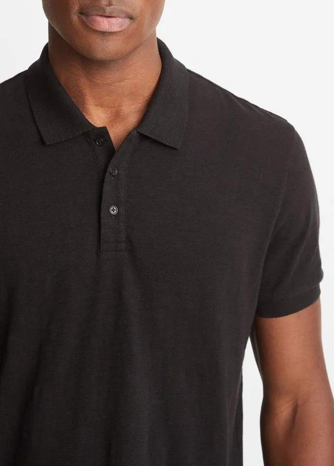 TShirts and Polos Men Vince Classic Slub Polo Shirt Black TShirts and Polos Men Vince Classic Slub Polo Shirt Black