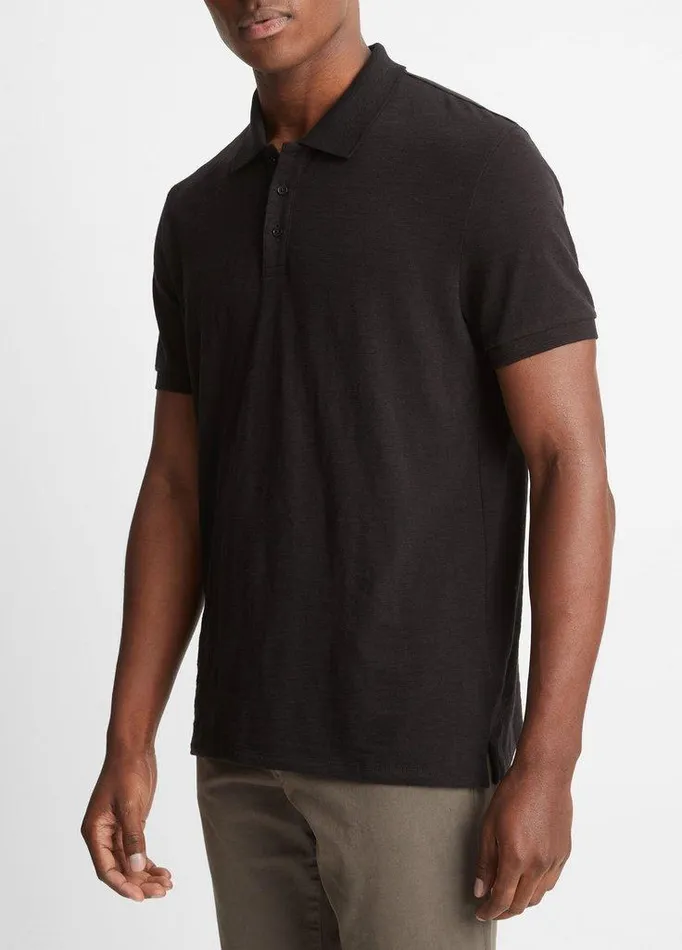TShirts and Polos Men Vince Classic Slub Polo Shirt Black TShirts and Polos Men Vince Classic Slub Polo Shirt Black
