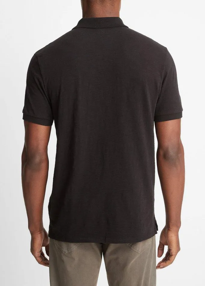 TShirts and Polos Men Vince Classic Slub Polo Shirt Black TShirts and Polos Men Vince Classic Slub Polo Shirt Black