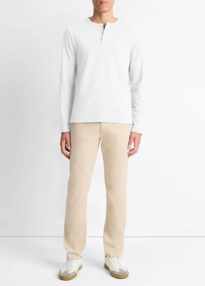 TShirts and Polos Men Vince Garment Dye Cotton LongSleeve Henley Optic White