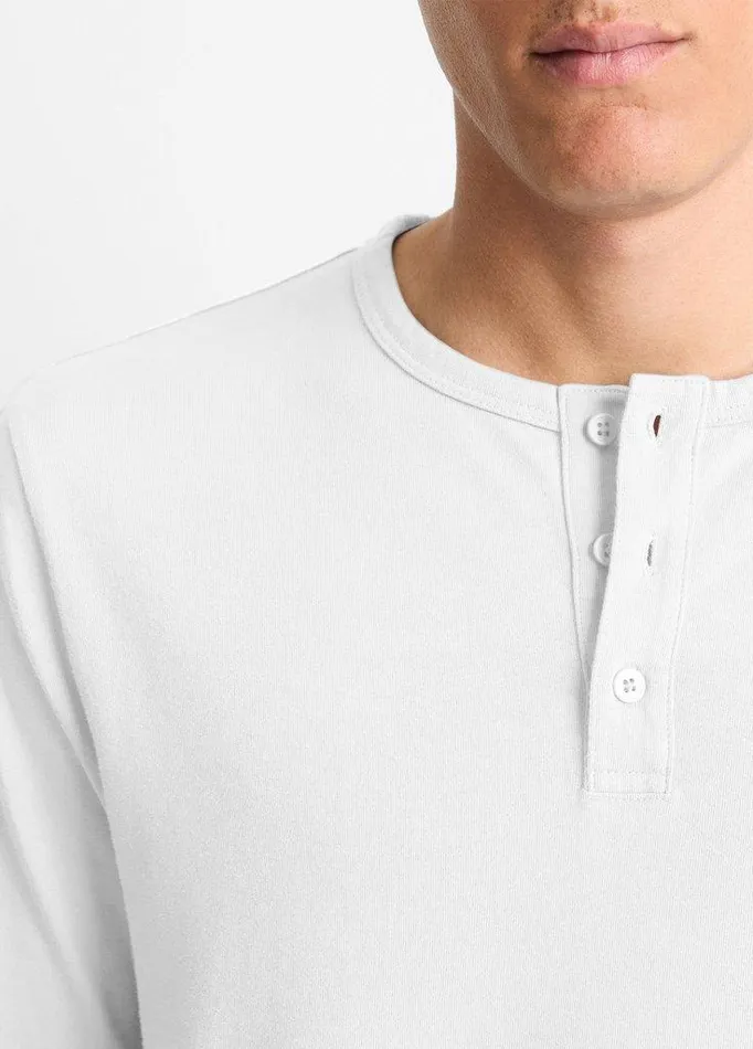 TShirts and Polos Men Vince Garment Dye Cotton LongSleeve Henley Optic White TShirts and Polos Men Vince Garment Dye Cotton LongSleeve Henley Optic White
