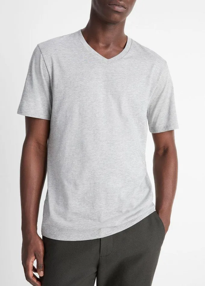 TShirts and Polos Men Vince Pima Cotton VNeck TShirt Heather Steel TShirts and Polos Men Vince Pima Cotton VNeck TShirt Heather Steel
