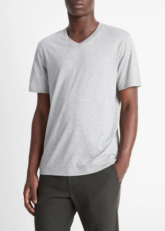 TShirts and Polos Men Vince Pima Cotton VNeck TShirt Heather Steel TShirts and Polos Men Vince Pima Cotton VNeck TShirt Heather Steel