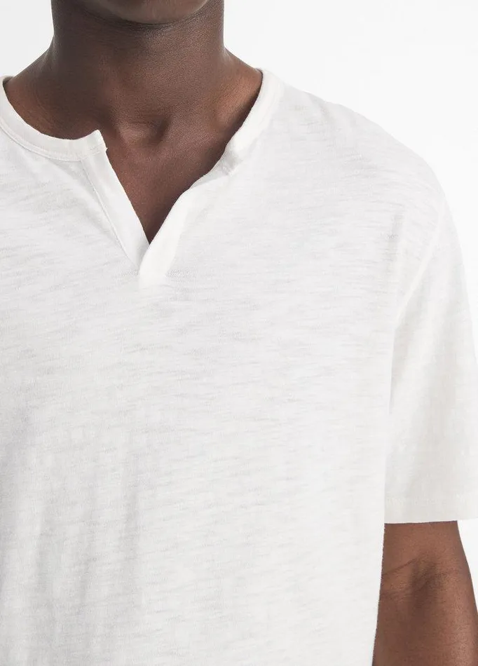 TShirts and Polos Men Vince Slub Cotton SplitNeck TShirt Off White