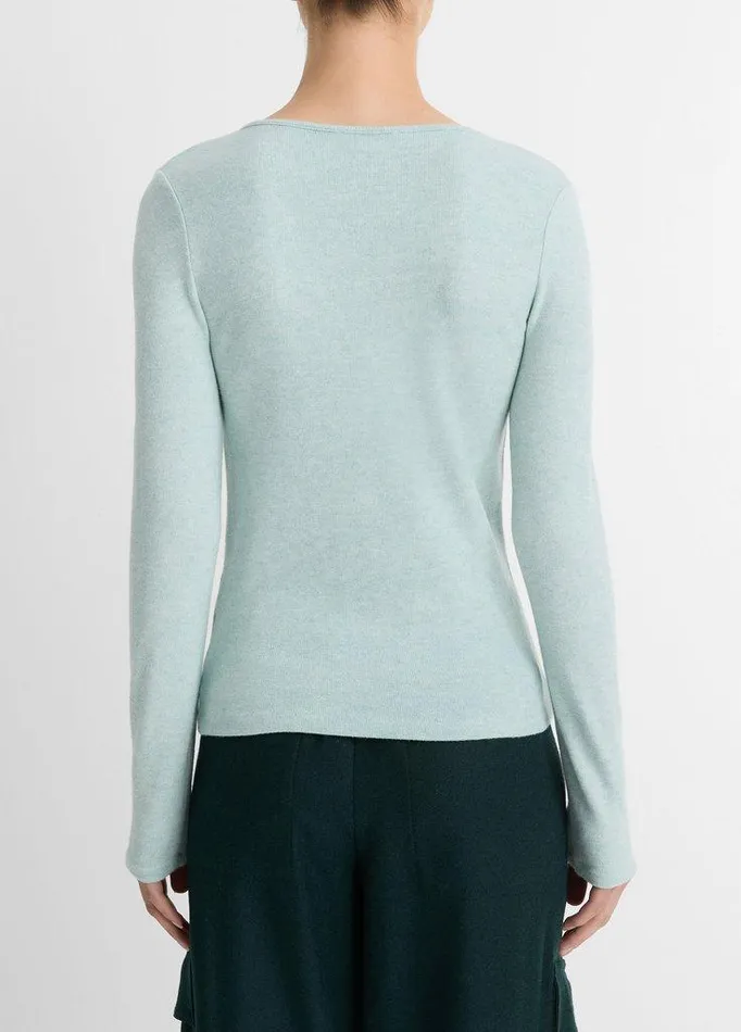 TShirts Women Vince Cozy LongSleeve VNeck Top Heather Aqua Mineral TShirts Women Vince Cozy LongSleeve VNeck Top Heather Aqua Mineral