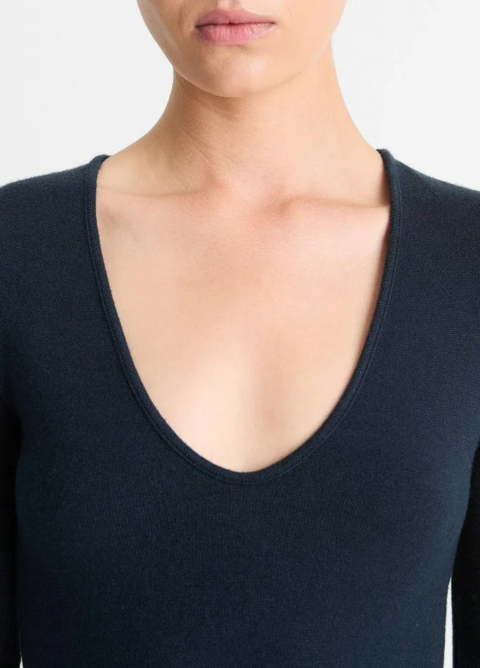 TShirts Women Vince Cozy LongSleeve VNeck Top Heather Deep Ocean TShirts Women Vince Cozy LongSleeve VNeck Top Heather Deep Ocean
