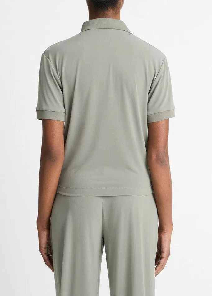 TShirts Women Vince Jersey Polo Shirt Smoky Moss
