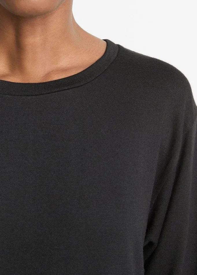 TShirts Women Vince Knit Relaxed LongSleeve TShirt Black