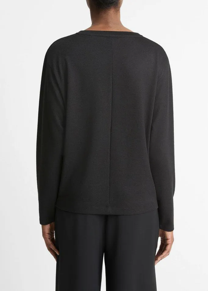 TShirts Women Vince Knit Relaxed LongSleeve TShirt Black