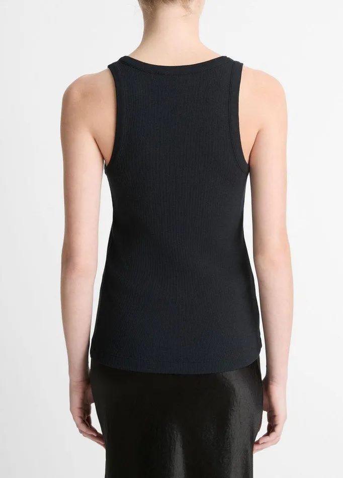 TShirts Women Vince Ribbed ScoopNeck Tank Black TShirts Women Vince Ribbed ScoopNeck Tank Black