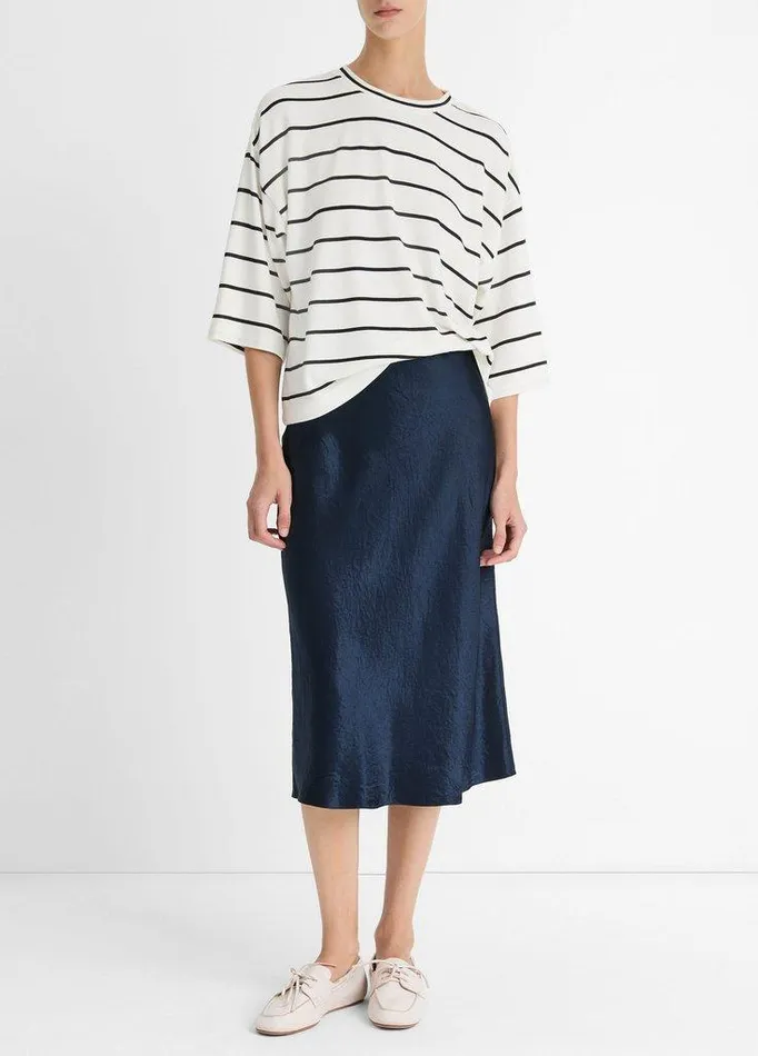 TShirts Women Vince Striped WideSleeve TShirt Coastal Blue Combo