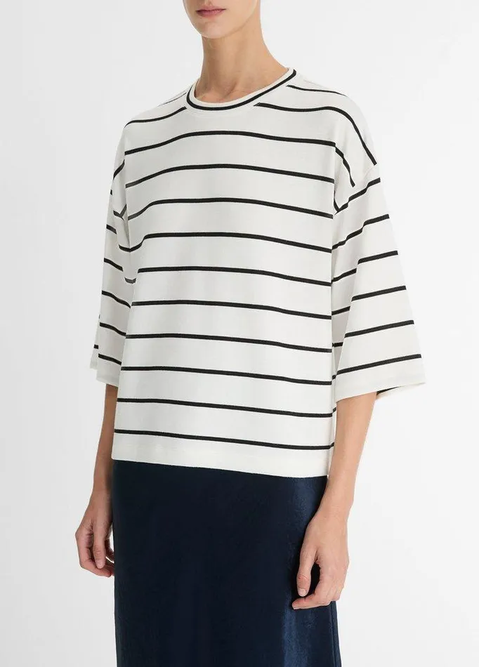 TShirts Women Vince Striped WideSleeve TShirt Coastal Blue Combo TShirts Women Vince Striped WideSleeve TShirt Coastal Blue Combo