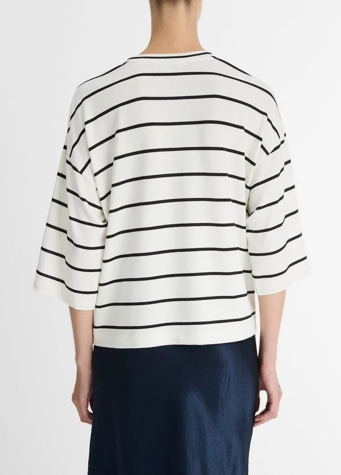 TShirts Women Vince Striped WideSleeve TShirt Coastal Blue Combo TShirts Women Vince Striped WideSleeve TShirt Coastal Blue Combo