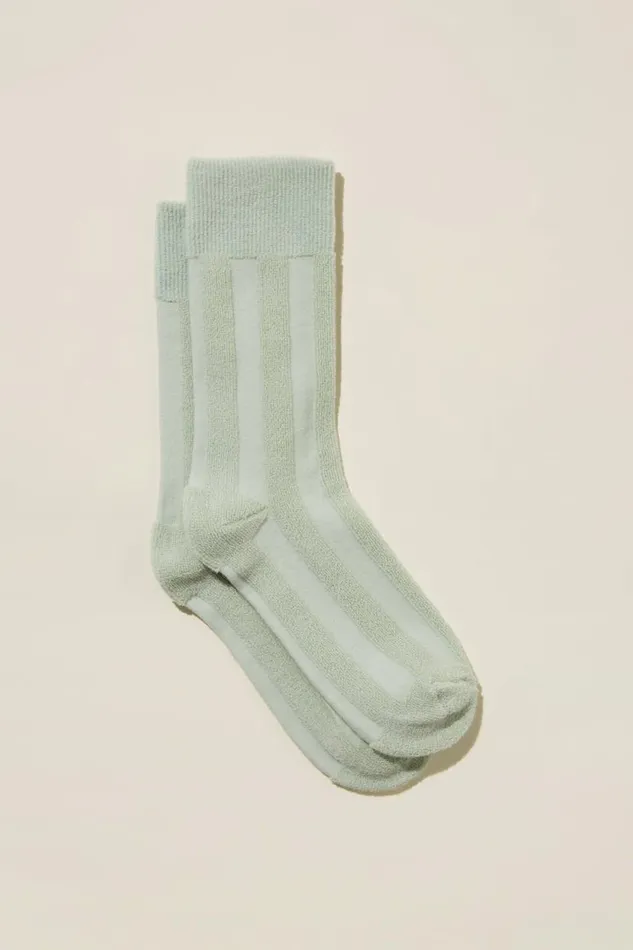 Terry Icon Sock Seafoamstripes Women Cotton On Socks