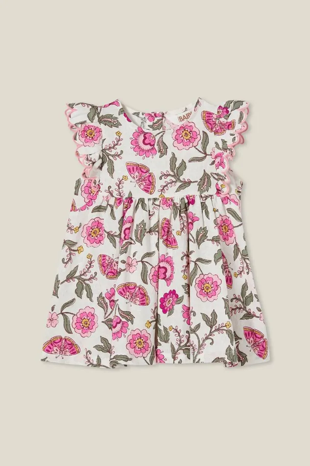 Tess Flutter Sleeve Dress Vanillafestival Fuschia Folkie Floral GirlsBaby Cotton On Dresses