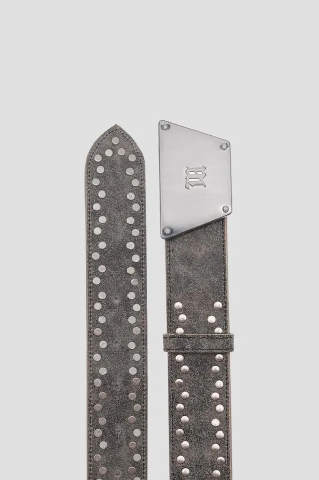 The 2000 Buckle Belt With Studs Grey WomenMen MISBHV Belts