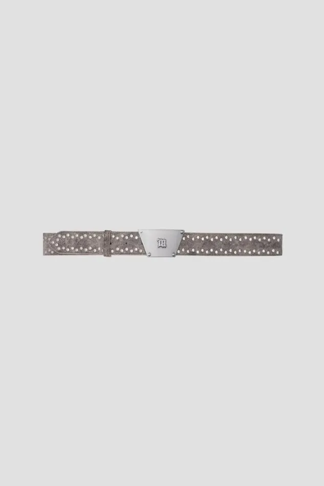The 2000 Buckle Belt With Studs Grey WomenMen MISBHV Belts