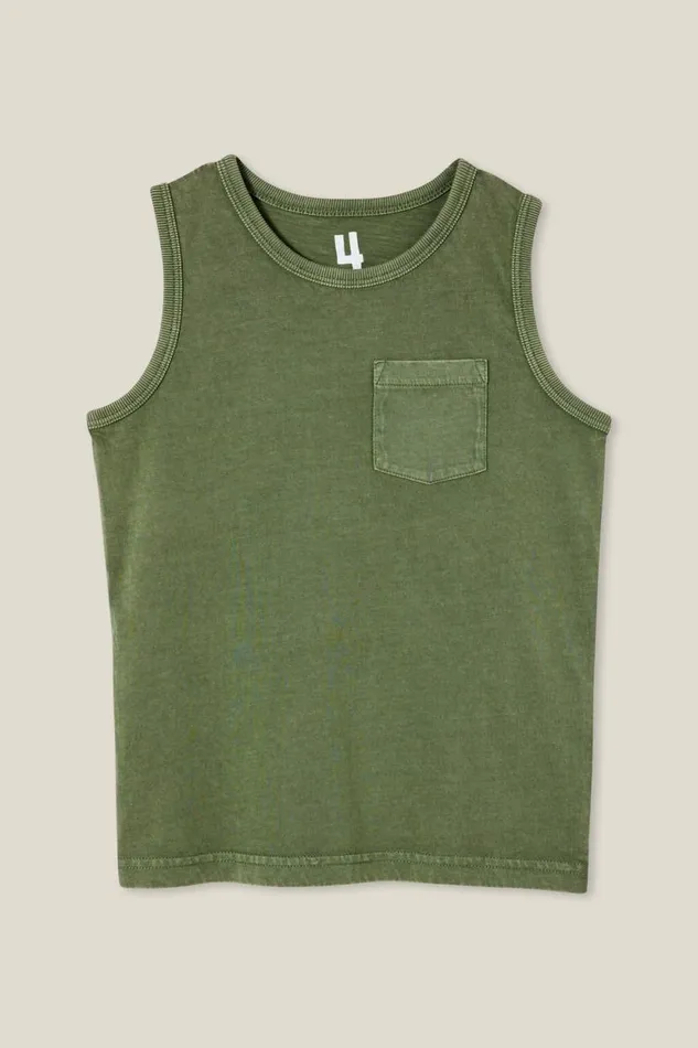 The Essential Tank Swag Green Wash Boys Cotton On Tops and TShirts