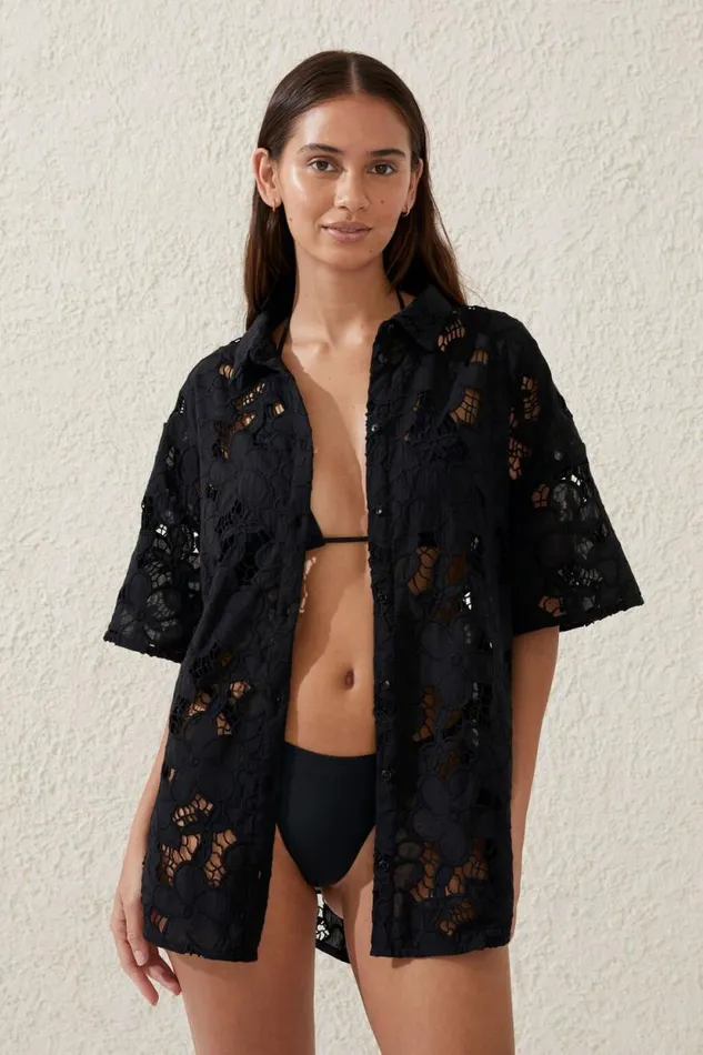 The Floral Vacation Beach Shirt Black Floral Women Cotton On Tops