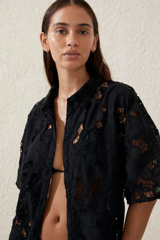 The Floral Vacation Beach Shirt Black Floral Women Cotton On Tops
