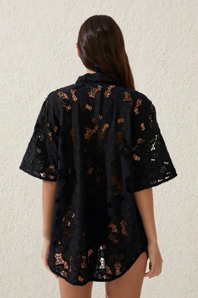 The Floral Vacation Beach Shirt Black Floral Women Cotton On Tops