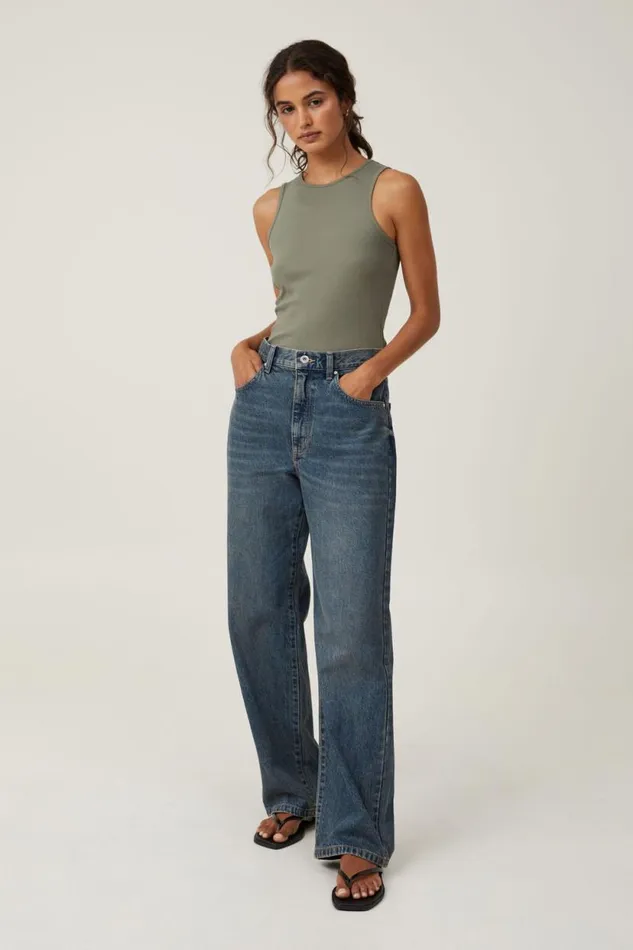 The One Organic Rib Racer Tank Woodland Women Cotton On Tops