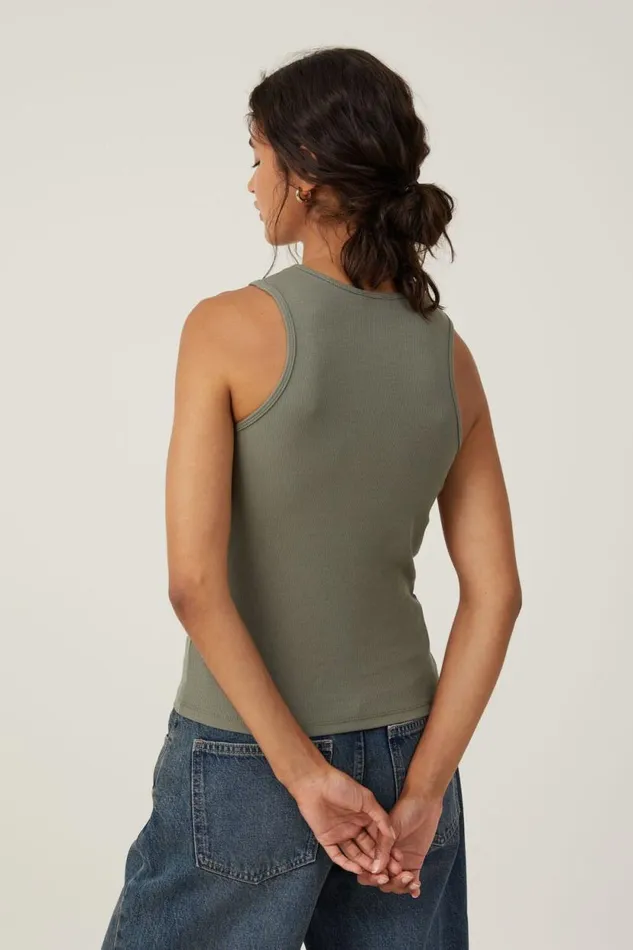 The One Organic Rib Racer Tank Woodland Women Cotton On Tops