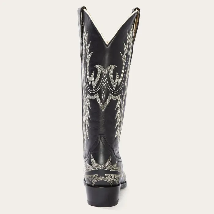 Tina Black and White Flame Embroidered Cowboy Boot Black Women Stetson Western