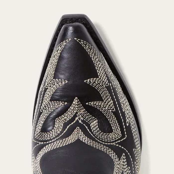 Tina Black and White Flame Embroidered Cowboy Boot Black Women Stetson Western
