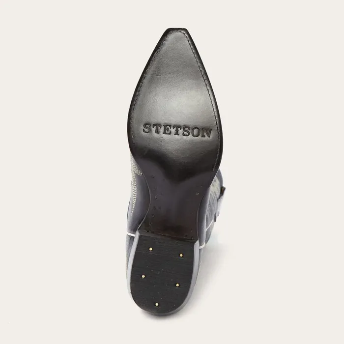 Tina Black and White Flame Embroidered Cowboy Boot Black Women Stetson Western