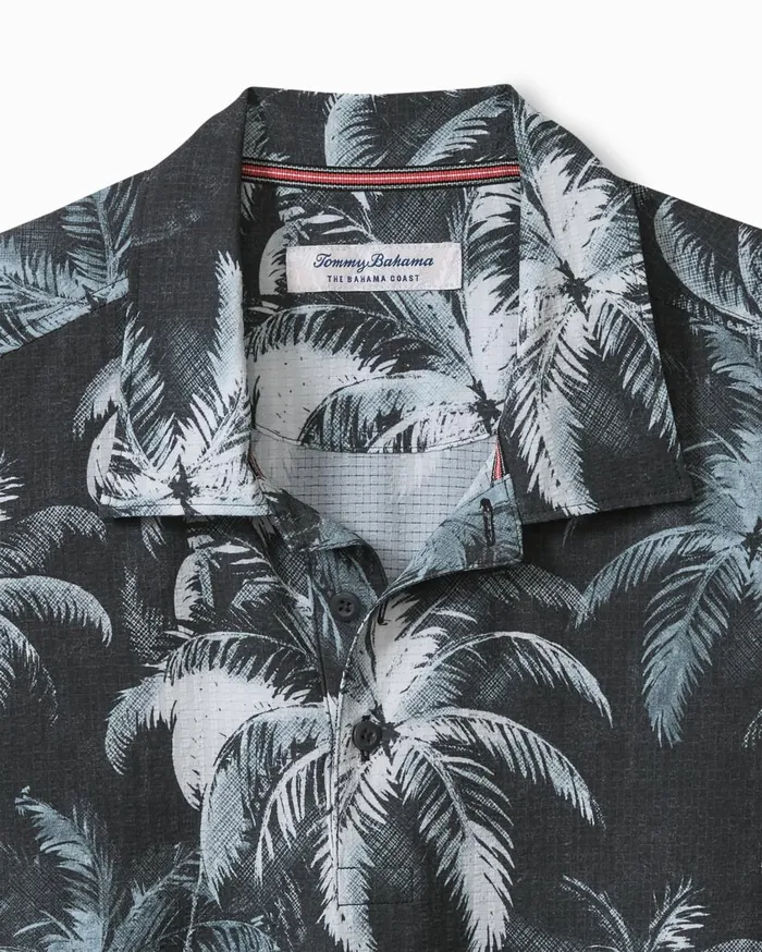 Tommy Bahama Bahama Coast Palm Burst IslandZone Polo Black Men Shirts Tommy Bahama Bahama Coast Palm Burst IslandZone Polo Black Men Shirts