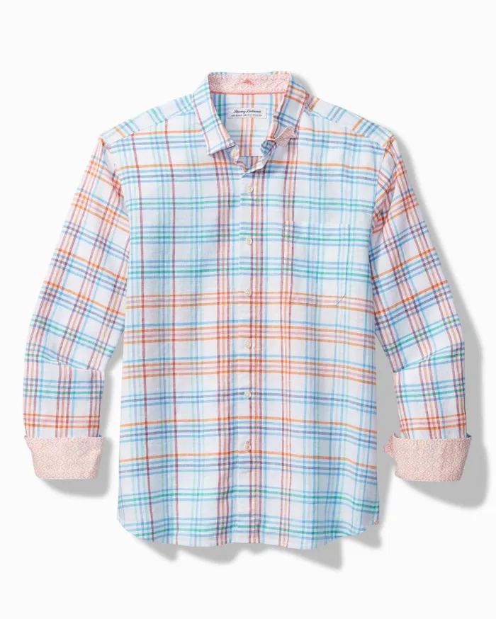 Tommy Bahama Big and Tall Barbados Breeze La Via Check StretchLinen Shirt White Big and Tall Shirts Tommy Bahama Big and Tall Barbados Breeze La Via Check StretchLinen Shirt White Big and Tall Shirts