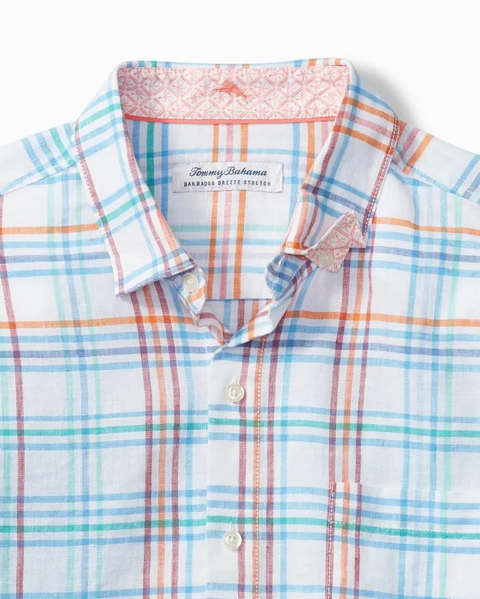 Tommy Bahama Big and Tall Barbados Breeze La Via Check StretchLinen Shirt White Big and Tall Shirts Tommy Bahama Big and Tall Barbados Breeze La Via Check StretchLinen Shirt White Big and Tall Shirts