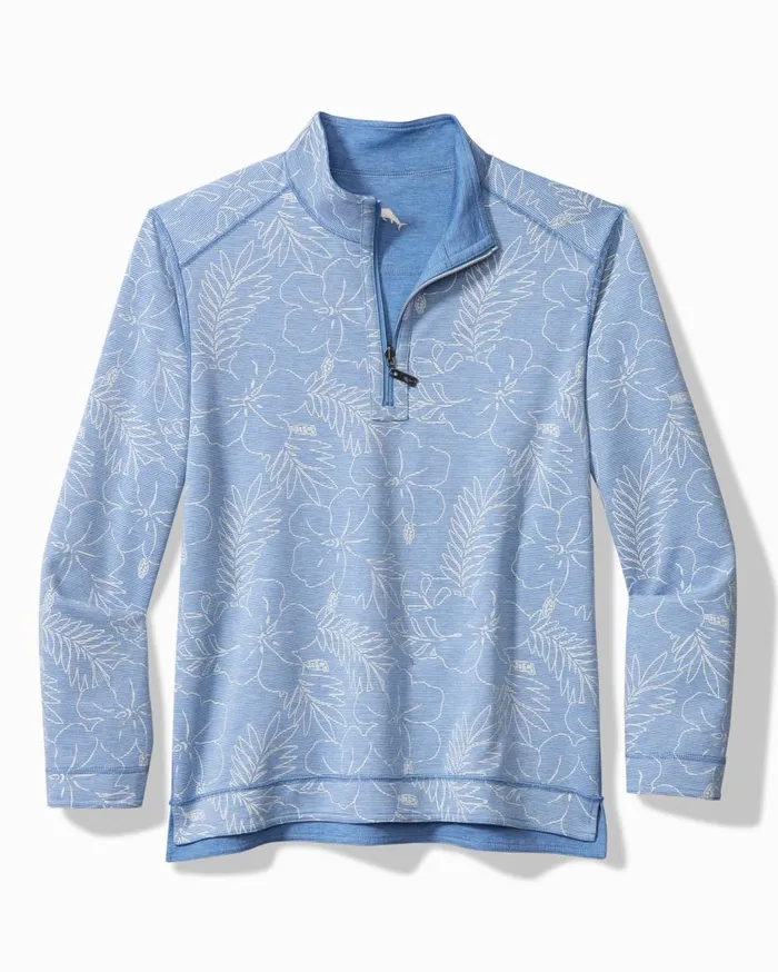 Tommy Bahama Big and Tall Monstera Fade IslandZone HalfZip Sweatshirt Ultimate Gray Big and Tall Sweatshirts and Sweaters Tommy Bahama Big and Tall Monstera Fade IslandZone HalfZip Sweatshirt Ultimate Gray Big and Tall Sweatshirts and Sweaters
