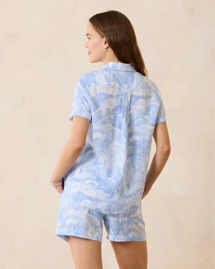Tommy Bahama Coastalina Peninsula Palms Linen Camp Shirt Surf Blue Women Tops and Shirts Tommy Bahama Coastalina Peninsula Palms Linen Camp Shirt Surf Blue Women Tops and Shirts