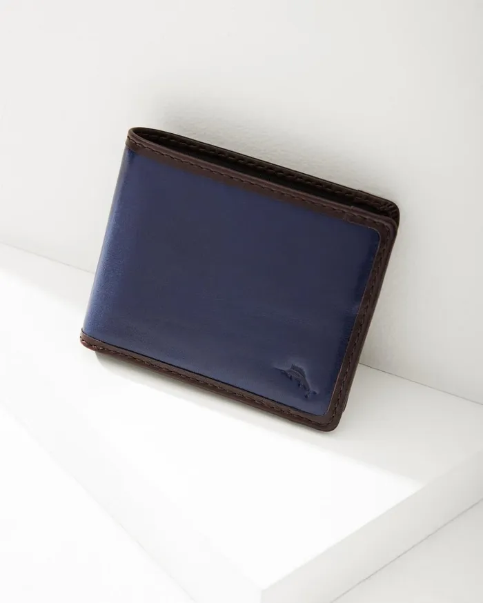 Tommy Bahama Contrast Binding Slimfold Wallet Navybrown MenBig and Tall Wallets and Accessories Tommy Bahama Contrast Binding Slimfold Wallet Navybrown MenBig and Tall Wallets and Accessories