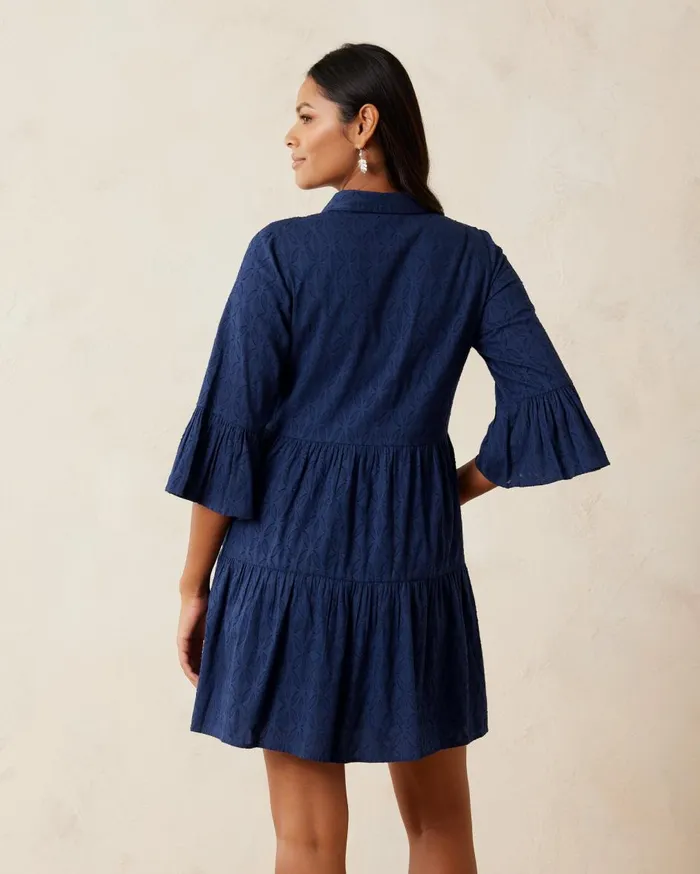 Tommy Bahama Cotton Clip Jacquard Coverup Shirt Dress Mare Navy Women Dresses