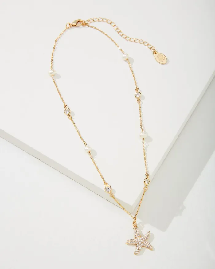 Tommy Bahama Crystal Collection Gold Starfish Pearl Necklace Gold Women Jewelry Collections Tommy Bahama Crystal Collection Gold Starfish Pearl Necklace Gold Women Jewelry Collections