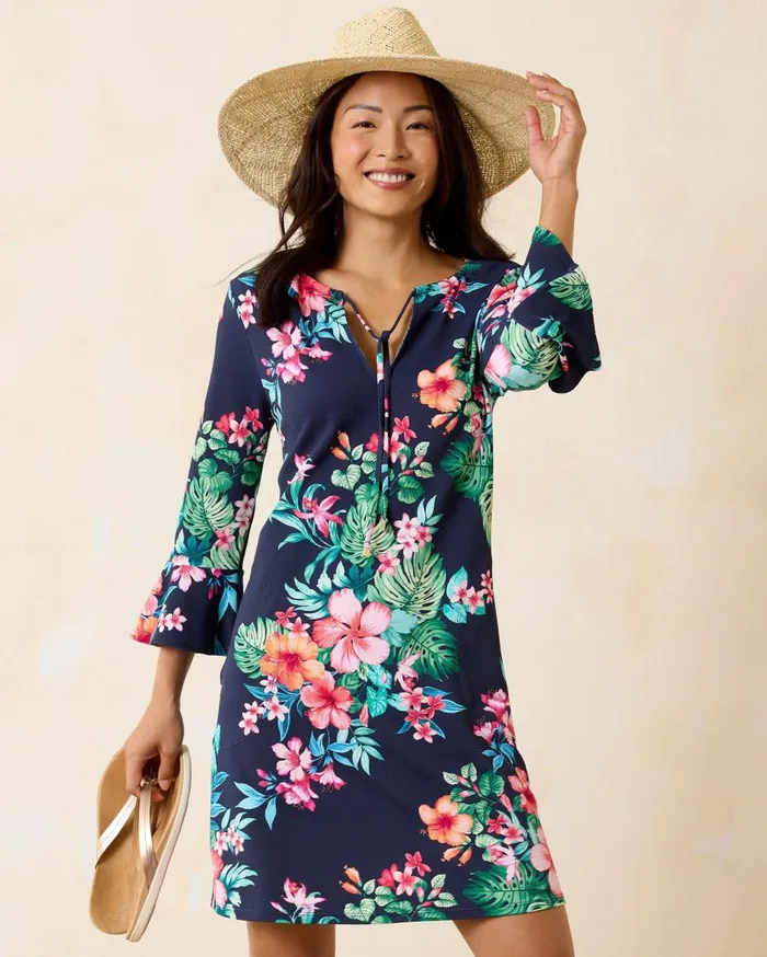 Tommy Bahama Island Cays Flora FlounceSleeve Coverup Dress Mare Navy Women Dresses Tommy Bahama Island Cays Flora FlounceSleeve Coverup Dress Mare Navy Women Dresses