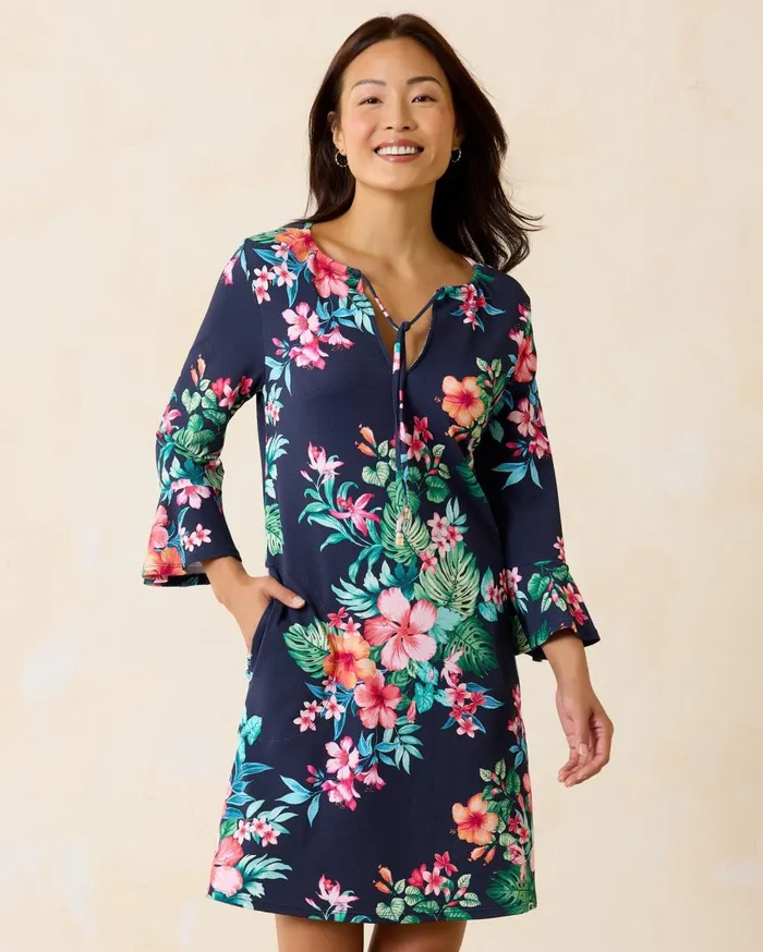 Tommy Bahama Island Cays Flora FlounceSleeve Coverup Dress Mare Navy Women Dresses Tommy Bahama Island Cays Flora FlounceSleeve Coverup Dress Mare Navy Women Dresses