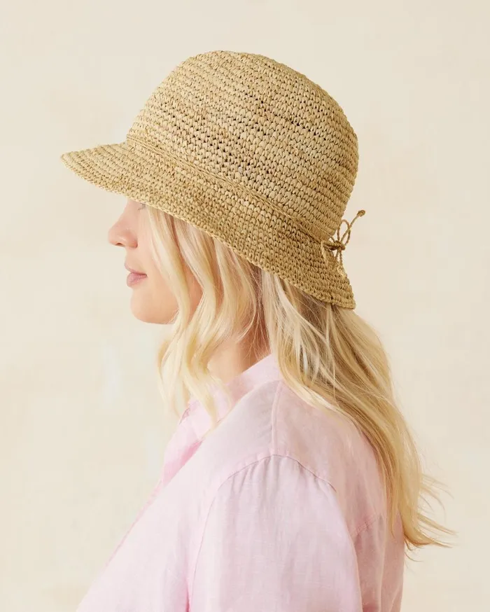 Tommy Bahama Packable Raffia Bucket Hat Deep Water Blue Women Hats and Caps Tommy Bahama Packable Raffia Bucket Hat Deep Water Blue Women Hats and Caps