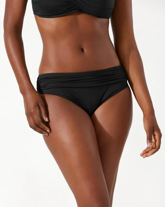 Tommy Bahama Pearl Clara Wrap OnePiece Swimsuit Black Women Pearl Solids Tommy Bahama Pearl Clara Wrap OnePiece Swimsuit Black Women Pearl Solids