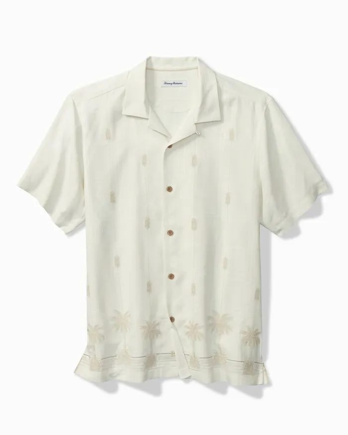 Tommy Bahama Pina Palms Embroidered Silk Camp Shirt Continental Men Shirts