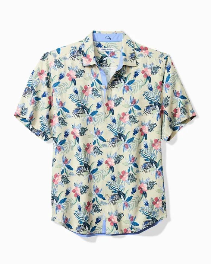 Tommy Bahama Summer Blooms Silk Camp Shirt French Clay Men Shirts